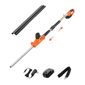 fathersdaygift VEVOR Electric Hedge Trimmer, 1200 RPM, 6.2 - 7.8 Ft Extendable, Pole Hedge Trimmer for High Branch, 20V Battery, Cordless Hedge Trimmer with 20 in Blade, 5 Angles Adjustable for Yard Garden