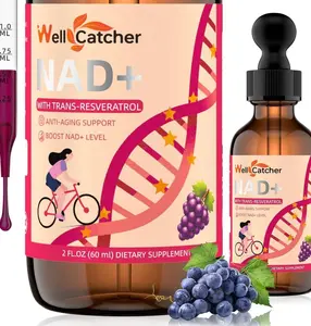 NAD+ Liquid Supplement for Women Men: NAD+ Resveratrol Drops with Grape Seed Extract CoQ10 Zinc Vitamin B2 Nicotinamide Riboside Support Energy Anti-Aging & Heart Health Grape Flavor 30 Servings