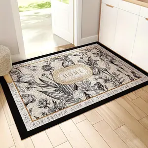 Floral Pattern Welcome Door Mat, Non-slip Entrance Mat, Indoor Front Door Carpet, Living Room Bedroom Kitchen Entrance Mat, Courtyard Home Decoration, Farmhouse Kitchen Rugs