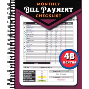 Monthly Bill Payment Checklist: Bill Tracker Notebook With Spiral Binding 8"x10" The 4-Year Guide for Families & Money Managers, 960 Billing Records Included (Plum)