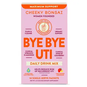 Cheeky Bonsai Bye Bye UTI Urinary Tract Support Drink Mix Nutrition Powdered Supplement, Strawberry Lemonade Flavor, D-Mannose & Cranberry Superblend, 10-Packet Edible Dietary Fitness Aid