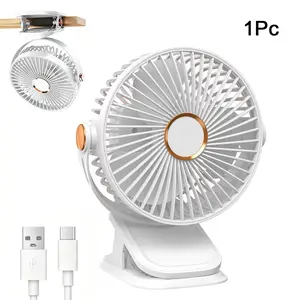Battery Operated Usb Desk Clip Fan, Portable Fans, Portable Clip On Fan With Led Lights, Rechargeable Mini Table Fan, 360° Rotate Personal Cooling Clip On Fan for Bedroom, Office, Stroller, Camping