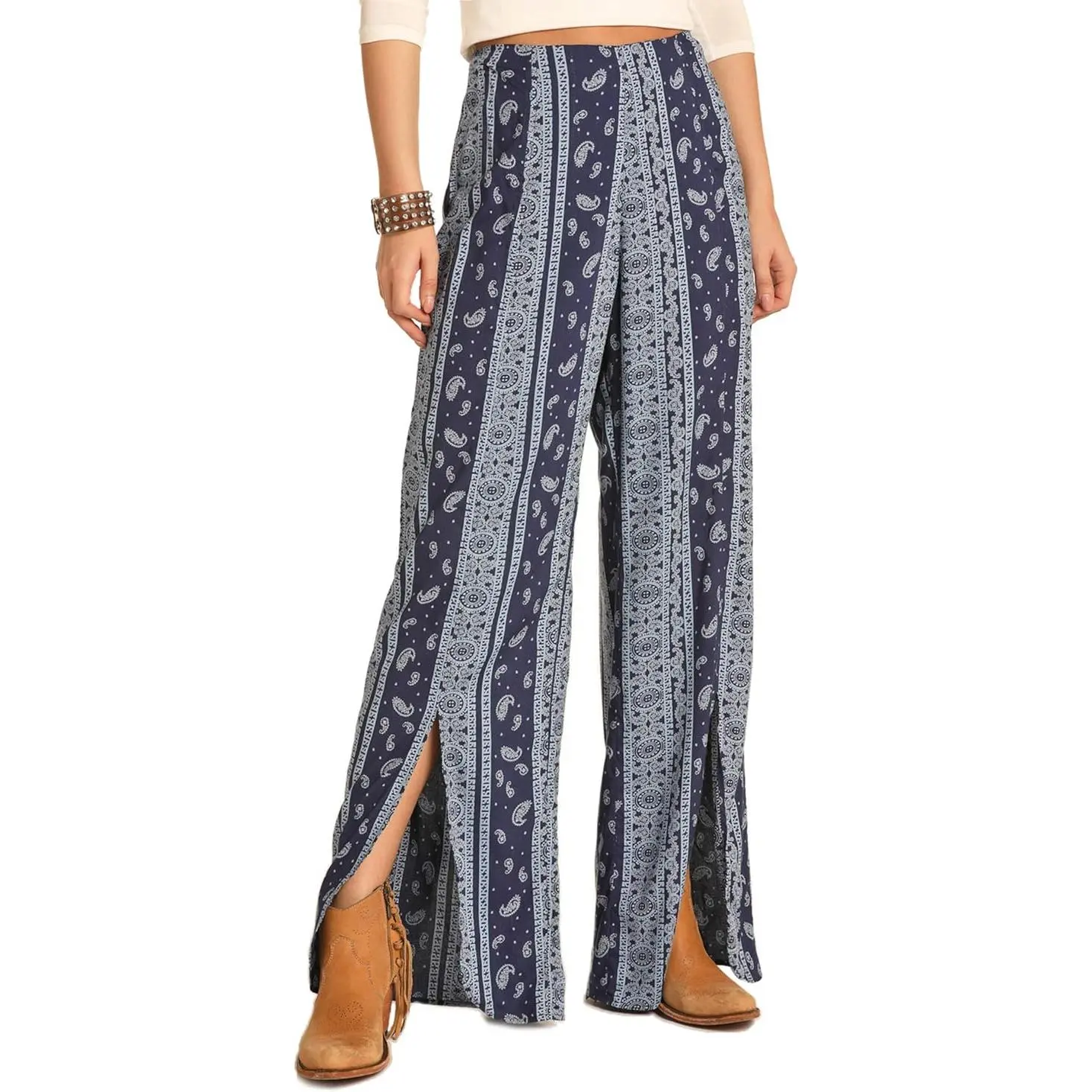 Rock and Roll Cowgirl Wide Leg Pants 72-4519 Navy