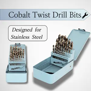 High Speed Steel Twist Drill Bit Set，25/13Pcs,  M2 Cobalt Drill Bits with Storage Case, for Drilling Metal, Stainless Steel, iron, copper，Aluminum Alloy, Wood, Plastic,etc. for Professional Work and Home DIY
