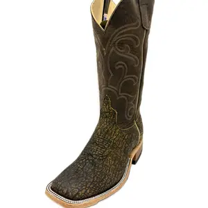 Men's Anderson Bean Boots- Antique Saddle Safari Elephant/American Bison Top (Made In Texas)