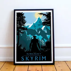 Skyrim Gaming Print Poster, The Elder Scrolls Skyrim Video Game Posters