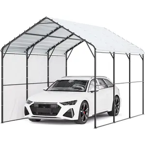 VEVOR 10× 15 ft Outdoor Storage Shed Tent with Heavy-Duty Steel Frame, 2 Roll-Up Doors Air Vents, Waterproof Portable Garage Carport Shelter for Motorcycle, Lawn Mower, Garden Tools - BeigeVEVOR Super Brand Day