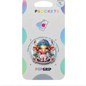 Cute Salty Heifer Highland Cow Phone Grip, Salty Heifer Phone Holder, Blue Lovely Baby Girl Western Kindle Grip, Gift for Girls Boys