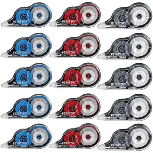 15PCS Correction Tape 39.37ft Each Fast Clean Opaque Easy to Use Tear-Resistant Bulk Correction Tape for Office or School Supplies Blue Red Gray