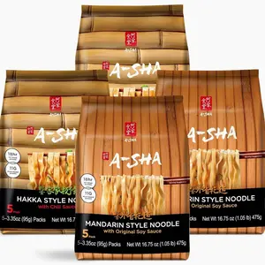 A-Sha Healthy Asian Instant Noodles with Sauce Pack | Pantry Variety Bundle | Vegan, Air Dried, High Protein | Great For Ramen, Stir Fry, Wok | 2 Flavors, 20 Packs