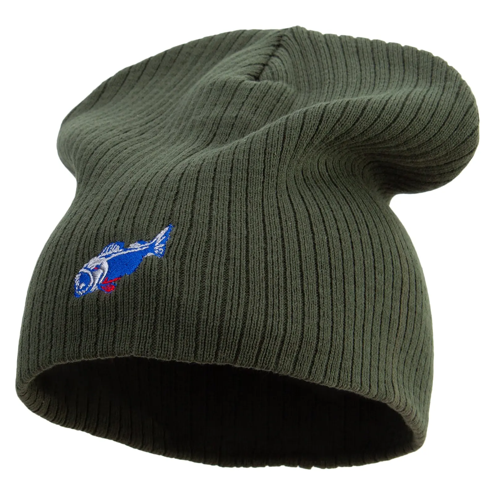 Blue Fish Logo Embroidered Big Size Cotton Short Beanie