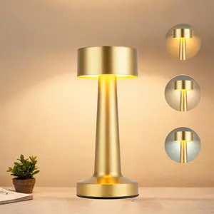 Cordless Rechargeable LED Table Lamp, 3-Levels Brightness Metal Desk Lamp,3 Color Temps Dimmable Touch Mood Light, Ideal Bedside Lamp for Nightstand,Bedroom, Living Room Relaxing Cozy Experience Mother's Day Gift