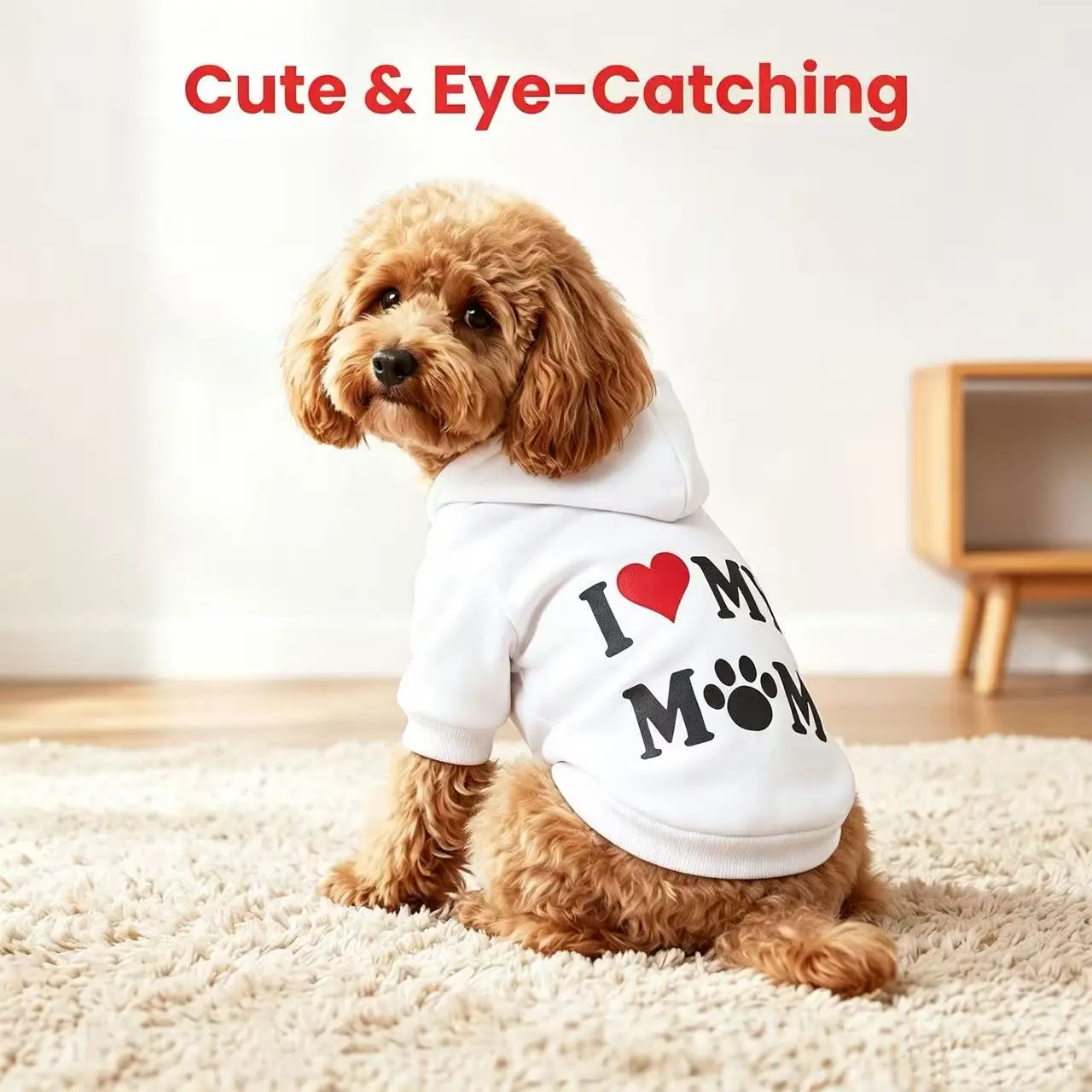 Cute 1-Piece Puppy Sweater, Graphic Hoodie for Dogs & Cats, Letter Print Spring Fabric Pet Clothing (No Bathrobe Function)