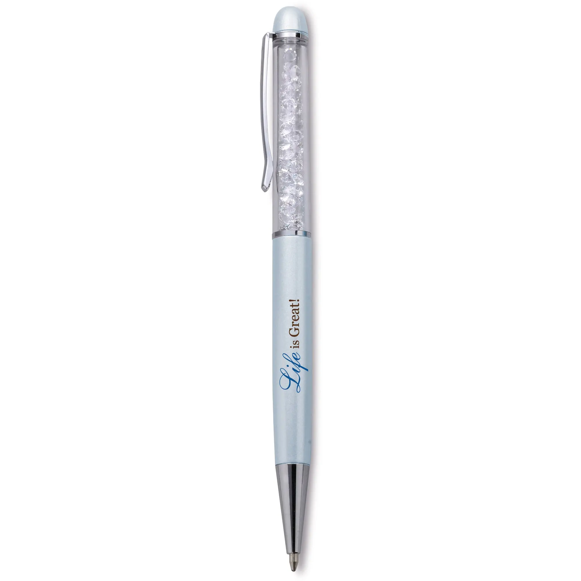 Life is Great Blue Pen - 5.75" w/Clear Crystal Gems