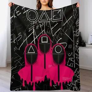 Anime Squid Game Blanket Plush Flannel Fleece Throw Blanket Comfortable Lightweight Cozy Home Decor Soft Blankets