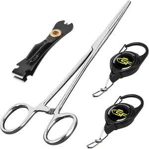 Fly Fishing Tools Kit Includes a Fishing Knot Tool and Line Clipper, Zinger Retractor and Hook Remover Forceps