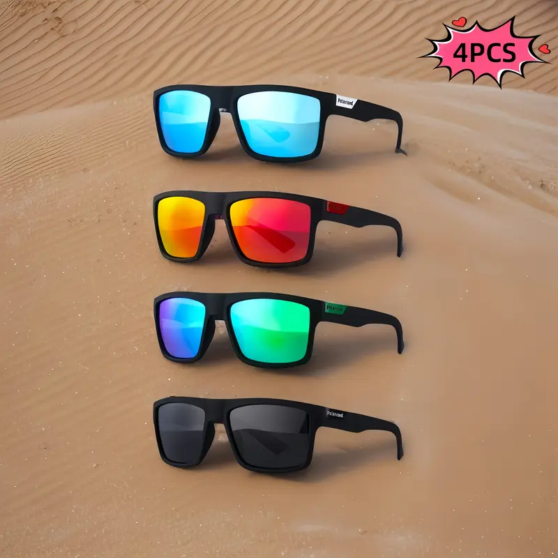 Unisex Polarized Sports Fashion Glasses (4 Pairs) - Cycling Shades, Sun Protection, Universal Fit, Cycling/Running Use, Drive with Focus, Autonomous Driving Support, Bikes Automotive Protective Gear Accessories