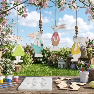 4 Pieces | 4-cavity Bunny Overalls Dress Silicone Mold | DIY Resin Gypsum Easter 3D Ornament Tool | Cute Shape+Easy Demoulding+Durable+Multi-material Fit | Easter Themed Handicraft Casting | Suitable for Festival Deco