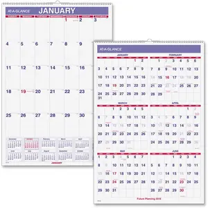 At A Glance  16 x 23 in. Monthly Chipboard Wall Calendar - White