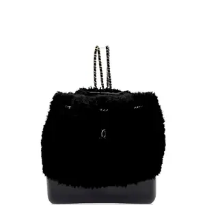 Pre-owned CHANEL Leather Backpacks Small Gabrielle Backpack Shearling Lambskin Calfskin Black (ba032426a0)