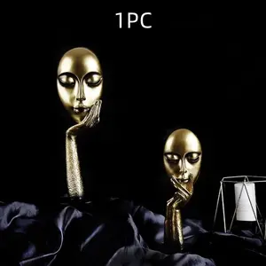 Metal Luxury TV Stand Decorative Mask Figurine, Resin Mask Ornament for Display, Decorative Home Ornament, Ideal for Showroom and Clothing Store Decoration
