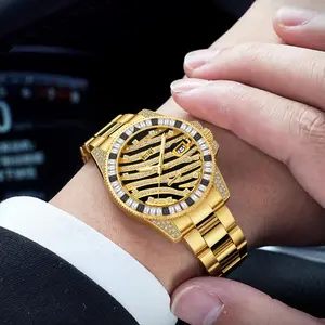 RUIQI Luxury Men's Automatic Mechanical Watch with Rotating Diamond-Crusted Bezel Black White Zebra mineral glass Dial Luminous Hands Adjustable Stainless Steel Bracelet Waterproof elegant stylish design Dress Watch for Men