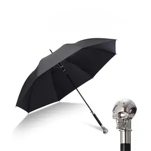 New skeleton walking stick strong windproof UV umbrella hiking umbrella high-end personality creative light luxury Lightweight