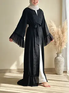 Muslim Sleepwear Elegant Regal Lace Abaya Robe, Islamic Abaya, Modest Muslim Outfits, Fashion & Tradition Blend, Breathable Comfort, Loose Fit, Suitable for All Occasions, Modesty Muslim Clothing