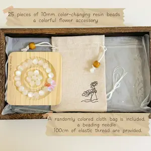 DIY Bracelet Making Kit, 25pcs Resin Beads Set, Color-Changing Sunlight Jewelry Supplies, Includes Elastic Cord & Tools