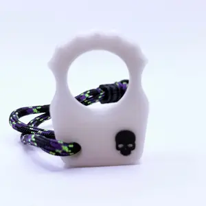 3D Printed Skull EDC Worry Stone - Single-Loop Grip Keychain Accessory with Paracord Lanyard