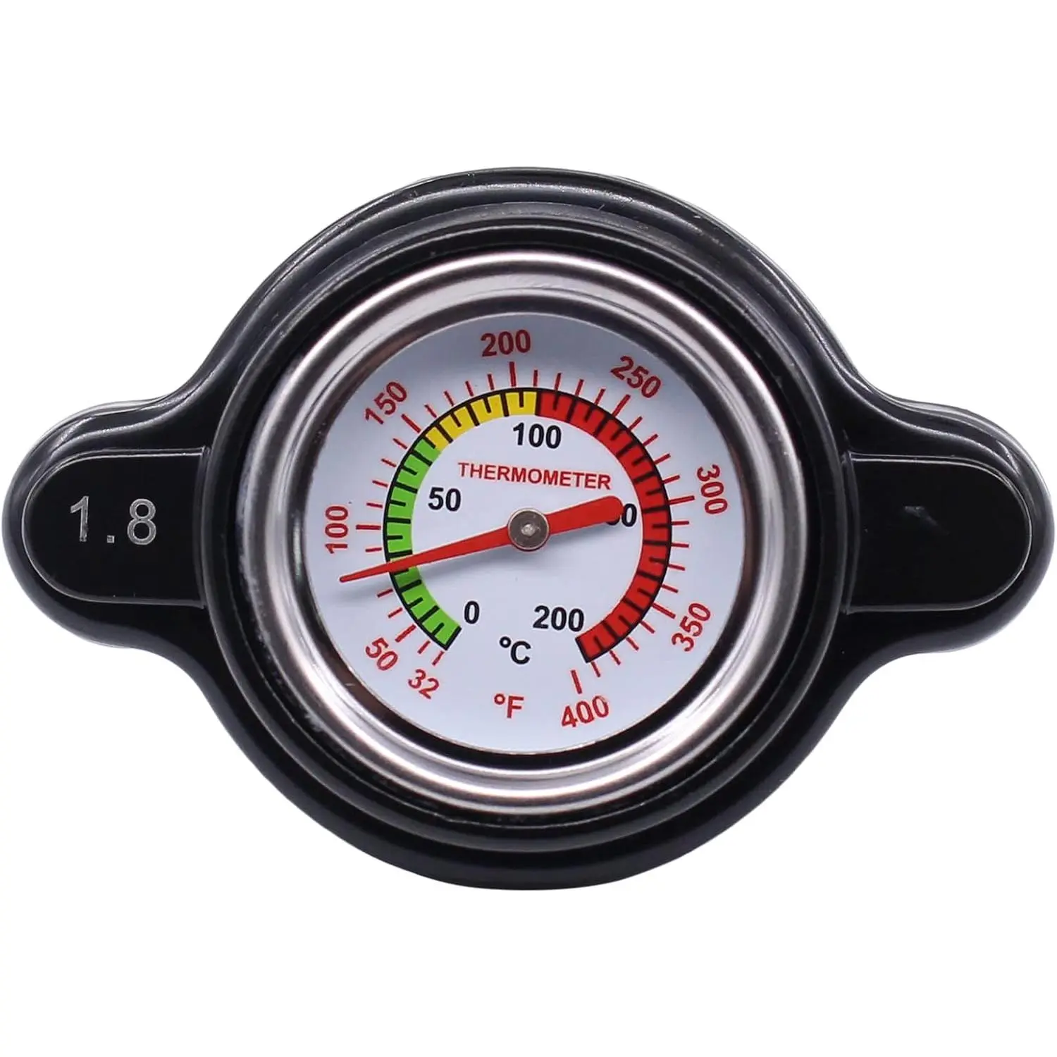 MOTOKU 1.8 Bar High Pressure Radiator Cap with Temp Gauge, Compatible with Kawasaki KDX 200/220R, KLR 250/650, KLX 300/400/450, KX65/80/100/250/450F, Brute Force 300, Mojave 2000-2005, Mule 2510/3000/3010/4000/4010, Teryx 750/800 Auto Replacement Part, 1.