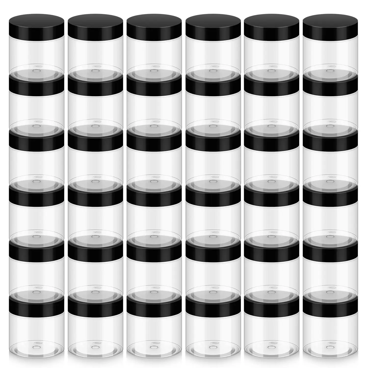 36 Pack 2 OZ Plastic Jars with Lids, BPA Free, Reusable, Refillable Transparent Cosmetic Containers for Bath Salts, Cosmetics, Powders, Beauty Product and Small AccessoriesGift.