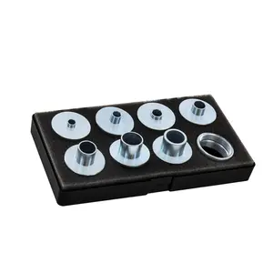 212 MAIN Multi-Size Carbon Steel Router Bushing Set, Silver - 9-Piece, Dovetailing Compatible, with Locknuts
