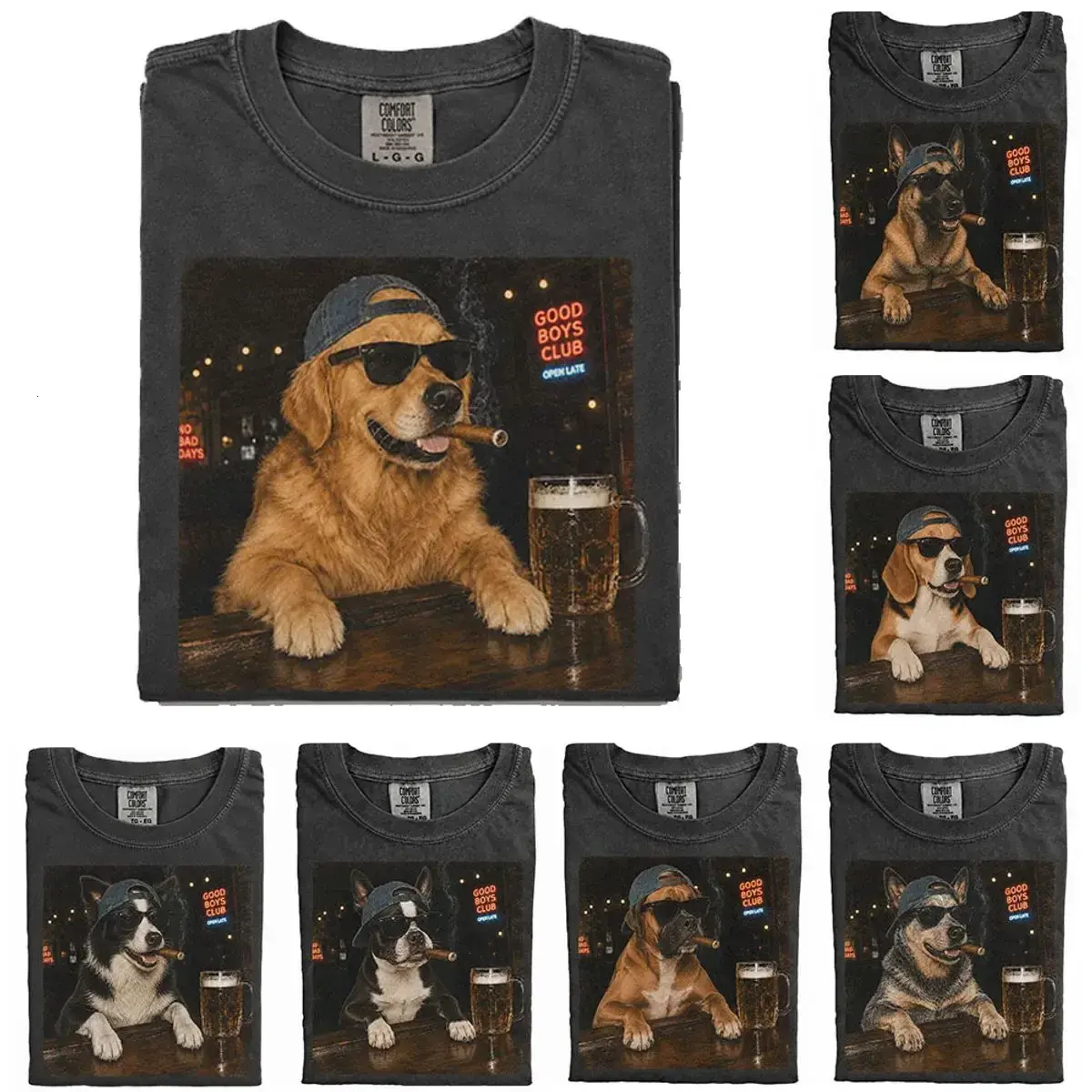 Custom Dog Beer Shirt, 50+ Dog Breeds Personalized Graphic Tee, Funny Boys Club Pet Shirt, Comfort Colors Dog Dad Gift, Vintage Bar T Shirt