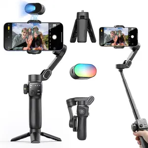 AOCHUAN Smart V8, 3-axis Gimbal Stabilizer w/Built-in 7.8' Extension Rod, AI Facial Tracking, Portable Smartphone Holder for iPhone & Android, w/Full-Screen OLED Display, Vlog Stabilizer, Cellphone&Selfie accessories