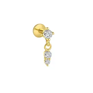 "Stardust Glow" Yellow Dazzling Drop Cartilage Piercing Silver Flatback Nap Earring