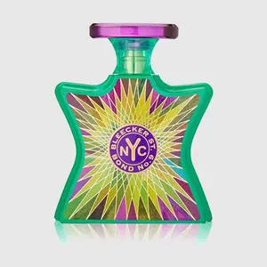 Bleecker Street NYC Bond No.9 Fragrance - Vibrant Green Bottle with Purple Cap and Colorful Design