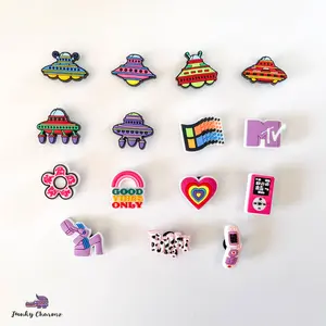 Funky Charmz Alien Spaceship Shoe Charms Pin Badge Decor Footwear Shoe Decoration