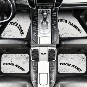 4-piece car floor mat set with Halloween spider web design, stylish and universal car mats, Car Interior Accessory