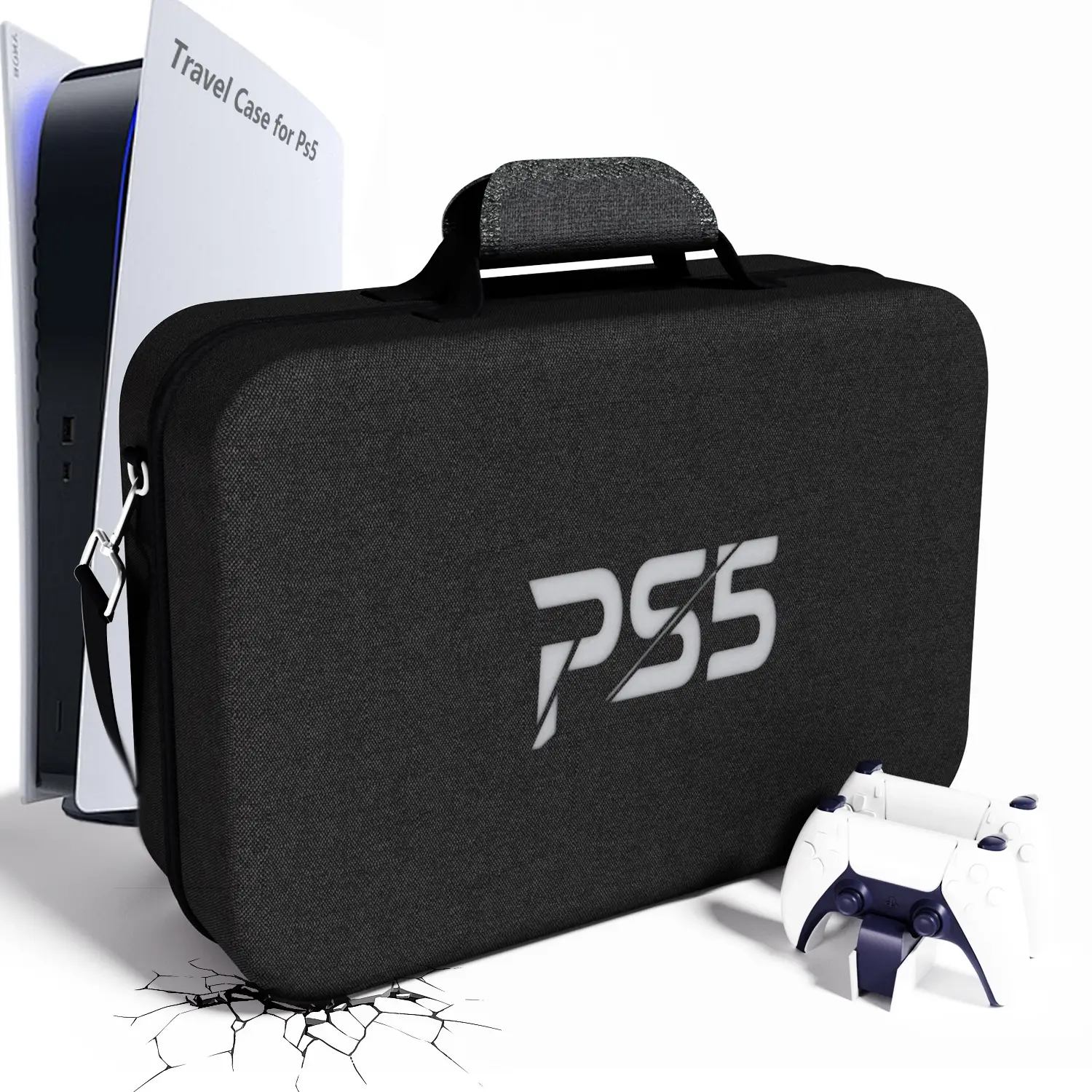 Carrying Case for PS5 – Thickened Hard Shell Travel Bag, Protective Organizer Compatible with PlayStation 5 Console, Headset, Dual Controllers, Game D