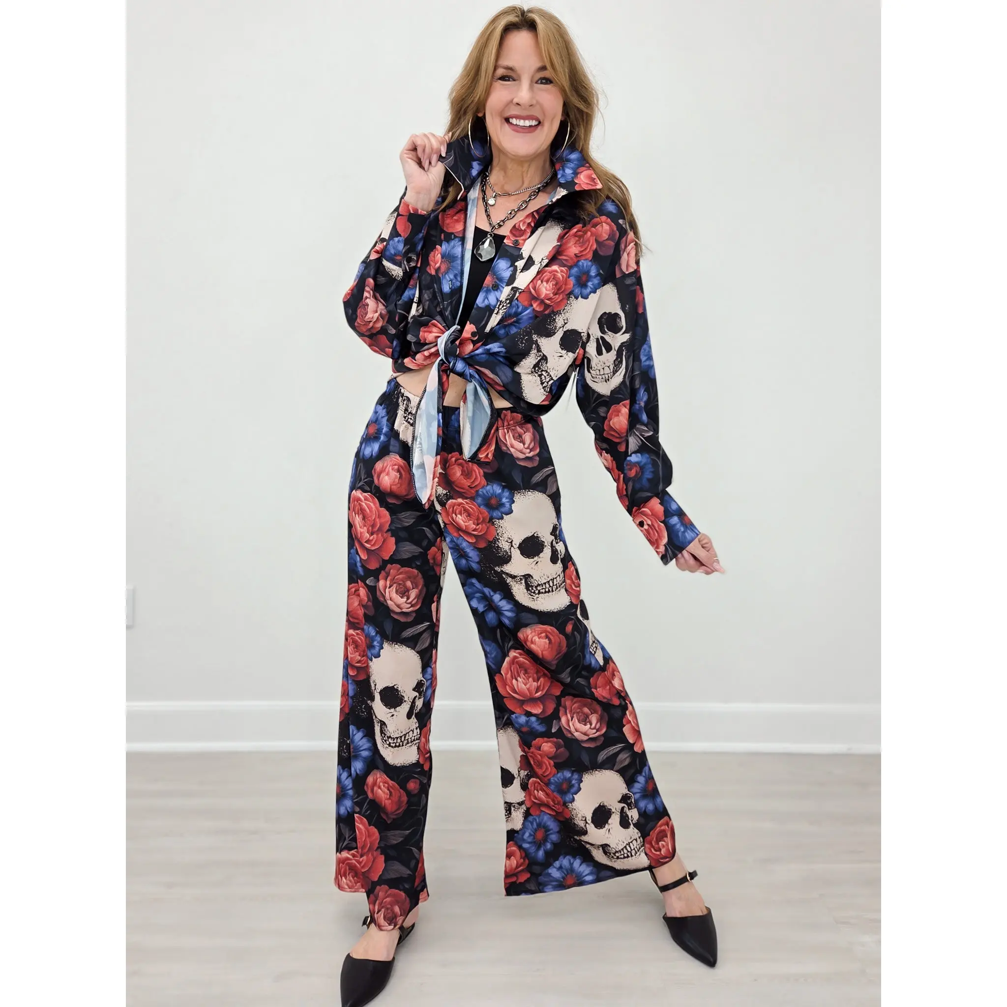 Day Of The Dead Skull Print Pants
