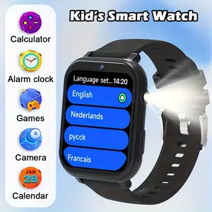 2026 New Kids’ Watch/Smartwatch: educational games watch, photo/album stickers, USB charging, silicone strap, dial, calculator, calendar, habit training, learning stories, music/video/alarm clock/step counter—perfect holiday gift