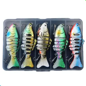 5 PCS Multi Jointed Swimbaits Fishing Lures for Bass Trout Perch Slow Sinking Lifelike Fishing Lure Kit Swimming Lures Freshwater Saltwater