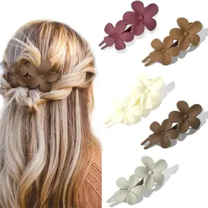 5 Pcs Flat Hair Clips - Stylish Lay Flat Claw Clips for All Hair Types,Multi-Styles Matte Non-slip Hair Clips for Women Girls Wedding Prom Party Hair Decorations