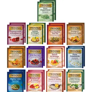 Enjoy 26 herbal tea bags in 12 unique flavors with Twinings Caffeine-Free Sampler
