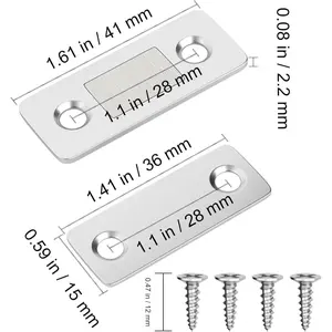 4 Pack Cabinet Magnetic Catch  Ultra Thin Cabinet Door Magnetic Catch for Drawer Magnets Adhesive Cabinet Latch Magnetic Closures for Kitchen Closet Door Closing Magnetic Door Catch Closer