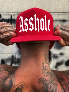 ASSHOLE RED FLAT BILL HAT