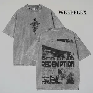 Arthur Morgan Oversized Heavyweight Cotton T-Shirts Red Dead Redemption 2 Graphic Tee Streetwear Western Cowboy Shirt for Game Fans AX3