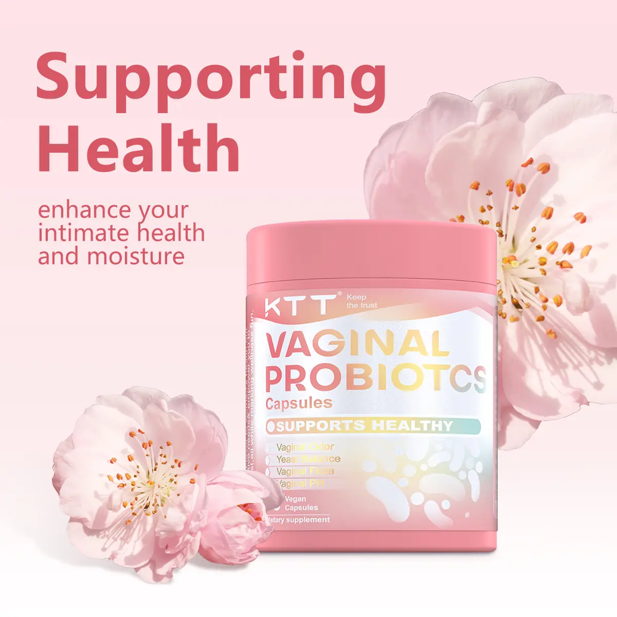 KTT Women's Probiotic Capsules 60 Billion CFU 7 Strains 60 Vegetarian Capsules Targeted Release Promotes Fertility Regulates Endocrine Optimum Health Supplement