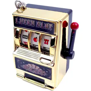 Mini Slot Machine Toy, Funny Lucky Slot Machine Bank with Spinning Reel and Keychain, Nice as Creative Festival Present Birthday Cake Decoration